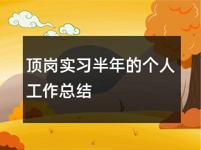 頂崗實(shí)習(xí)半年的個(gè)人工作總結(jié)
