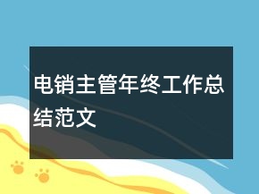 電銷主管年終工作總結(jié)范文