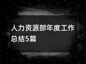 人力資源部年度工作總結(jié)5篇