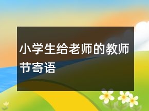 小學(xué)生給老師的教師節(jié)寄語