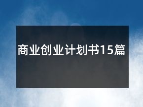 商業(yè)創(chuàng)業(yè)計劃書15篇