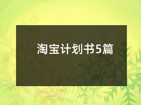 淘寶計(jì)劃書5篇