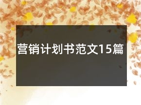 營銷計(jì)劃書范文15篇
