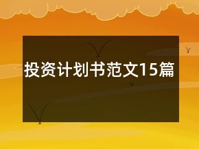 投資計(jì)劃書范文15篇
