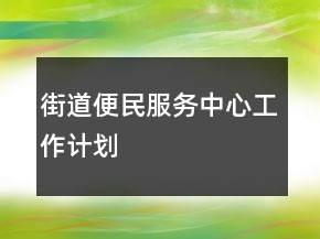 街道便民服務中心工作計劃