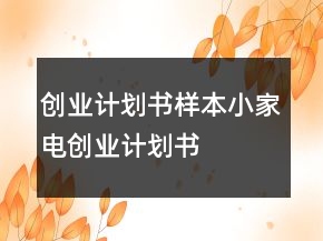 創(chuàng)業(yè)計劃書樣本小家電創(chuàng)業(yè)計劃書