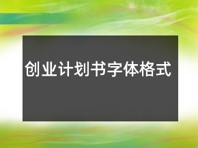 創(chuàng)業(yè)計劃書字體格式
