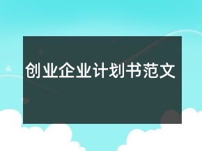 創(chuàng)業(yè)企業(yè)計(jì)劃書(shū)范文