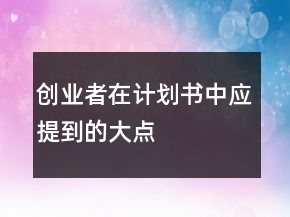 創(chuàng)業(yè)者在計劃書中應提到的大點