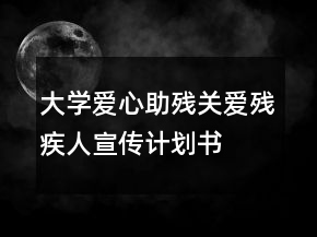 大學(xué)愛心助殘關(guān)愛殘疾人宣傳計劃書