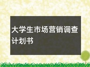 大學(xué)生市場(chǎng)營(yíng)銷調(diào)查計(jì)劃書