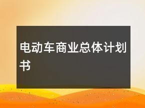 電動(dòng)車商業(yè)總體計(jì)劃書