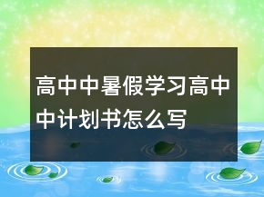 高中中暑假學(xué)習(xí)高中中計劃書怎么寫