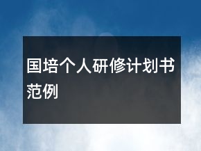 國(guó)培個(gè)人研修計(jì)劃書范例
