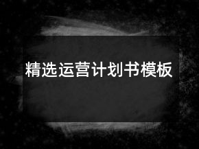 精選運(yùn)營計(jì)劃書模板