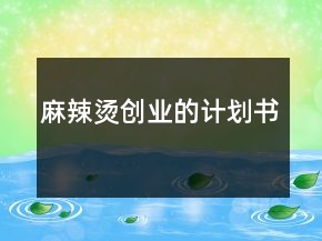 麻辣燙創(chuàng)業(yè)的計(jì)劃書