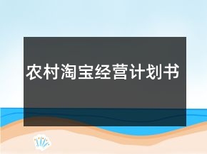 農(nóng)村淘寶經(jīng)營計劃書