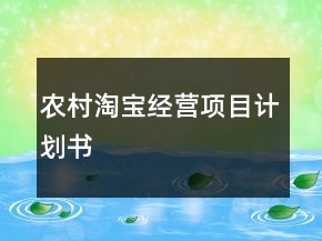 農村淘寶經營項目計劃書