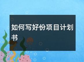 如何寫好份項(xiàng)目計(jì)劃書