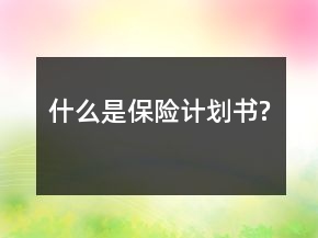 什么是保險計劃書?