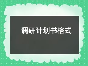 調(diào)研計(jì)劃書格式