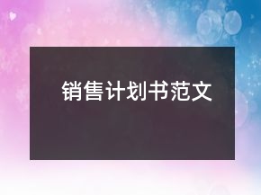 銷售計(jì)劃書范文