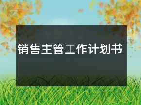 銷售主管工作計劃書
