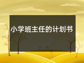 小學(xué)班主任的計(jì)劃書