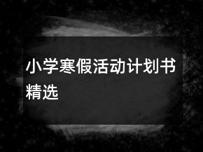 小學(xué)寒假活動計劃書精選