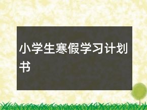 小學生寒假學習計劃書
