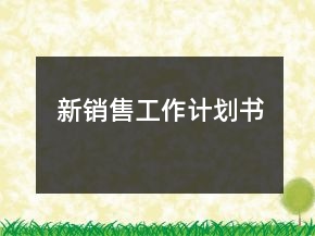 新銷售工作計劃書