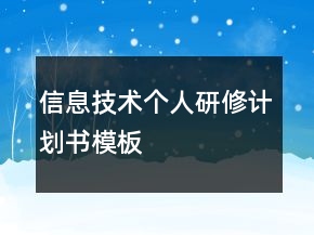 信息技術個人研修計劃書模板