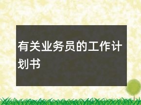 有關(guān)業(yè)務(wù)員的工作計劃書