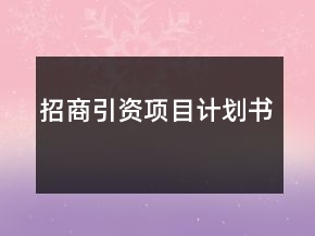 招商引資項目計劃書