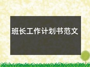 班長工作計(jì)劃書范文