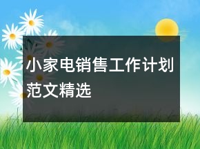 小家電銷售工作計(jì)劃范文精選