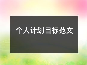個人計劃目標(biāo)范文
