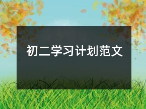 初二學(xué)習(xí)計(jì)劃范文