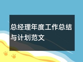 總經(jīng)理年度工作總結(jié)與計劃范文