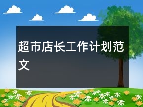 超市店長工作計劃范文