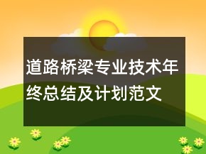 道路橋梁專業(yè)技術年終總結及計劃范文