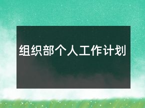 組織部個人工作計劃