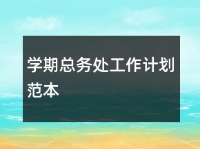 學期總務處工作計劃范本