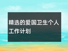 精選的愛國衛(wèi)生個人工作計劃