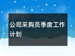 公司采購(gòu)員季度工作計(jì)劃