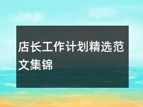 店長工作計劃精選范文集錦
