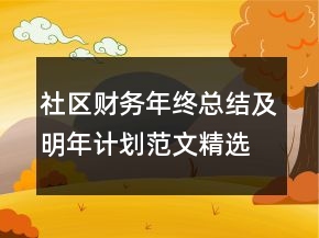 社區(qū)財務年終總結(jié)及明年計劃范文精選