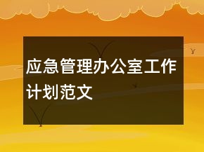應(yīng)急管理辦公室工作計劃范文