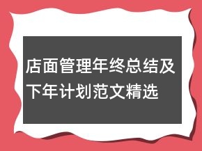 店面管理年終總結(jié)及下年計(jì)劃范文精選