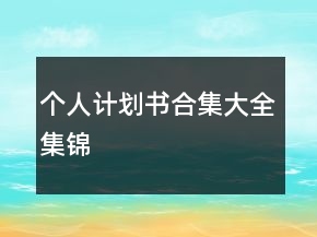 個人計劃書合集大全集錦